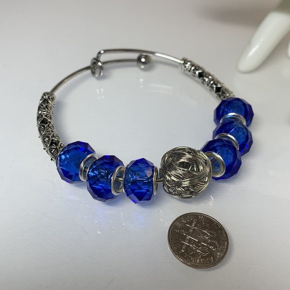 FILIGREE BLUE LAMPWORK CRYSTALS BANGLE 6cm diameter - Picture 6 of 6